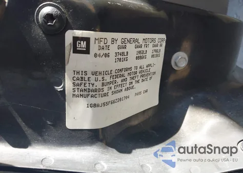 2006 Saturn Ion 2 from USA, damaged, VIN 1G8AJ55F66Z201704